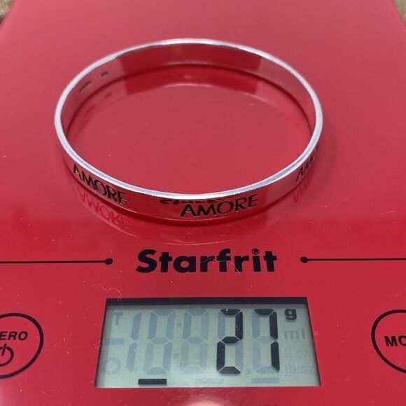 Solid 925 Sterling Silver Amore Bangle Bracelet - Picture 9 of 10